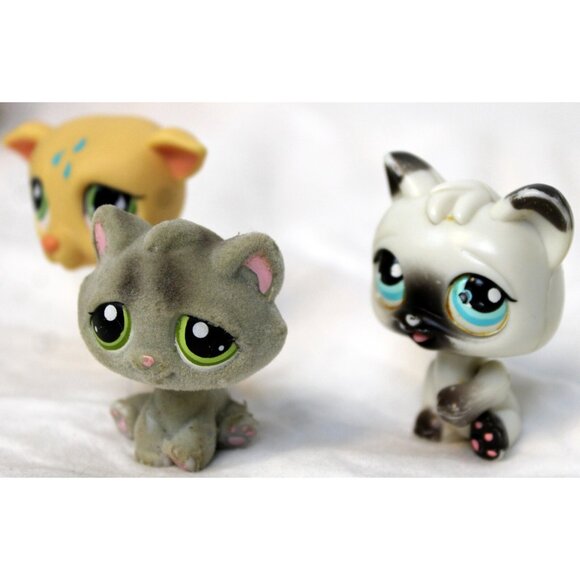 LPS Littlest Pet Shop Trio 3pc Dog Cat Magic Motion Siamese Flocked Greyhound - Picture 2 of 8